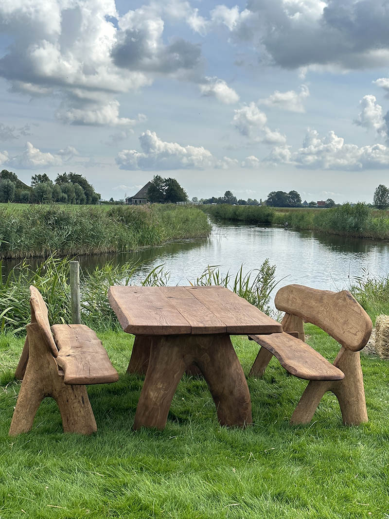 Eiken tuinset Athilla in licht bruine olie