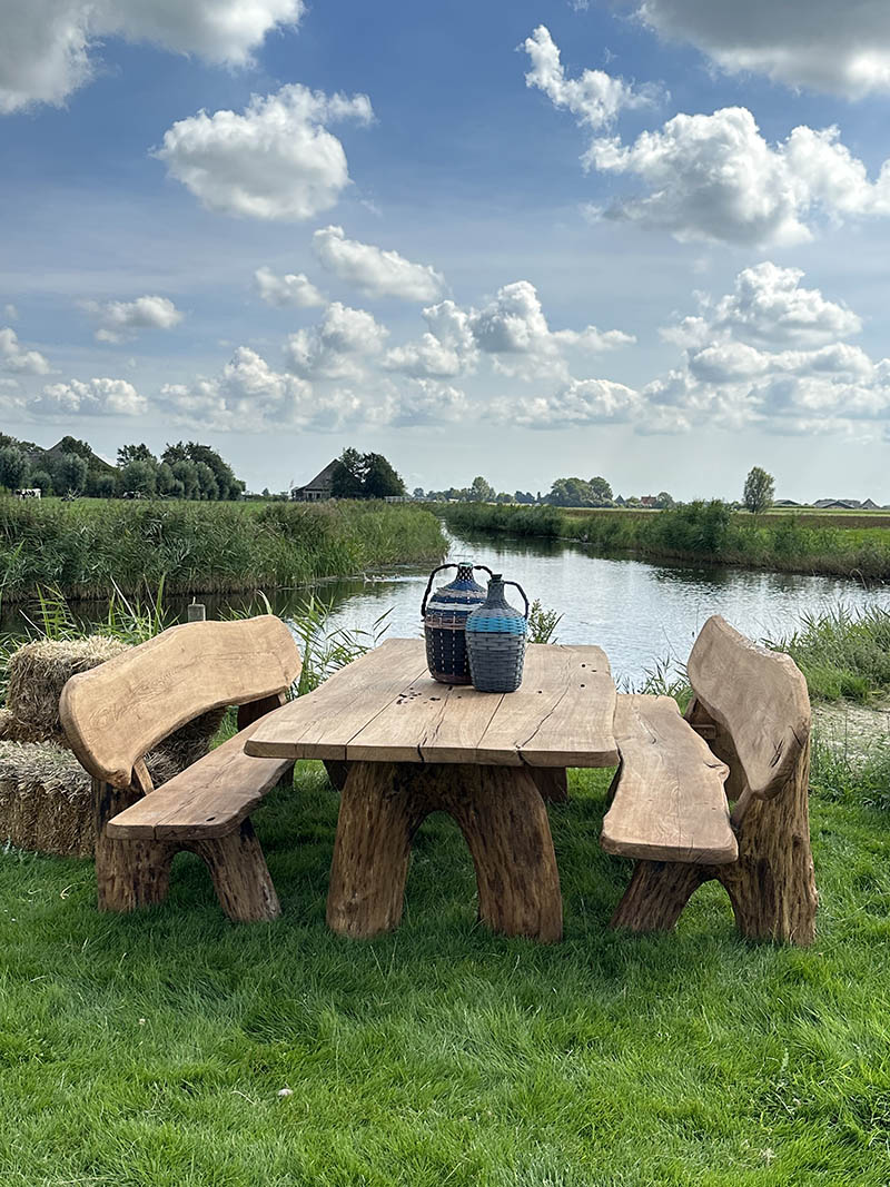 Eiken tuinset Athilla in licht bruine olie