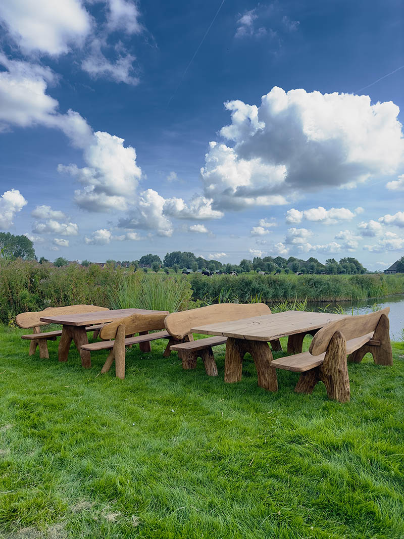 Eiken tuinset Athilla in licht bruine olie