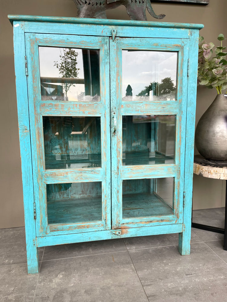 Blauw Indiaas servies kastje