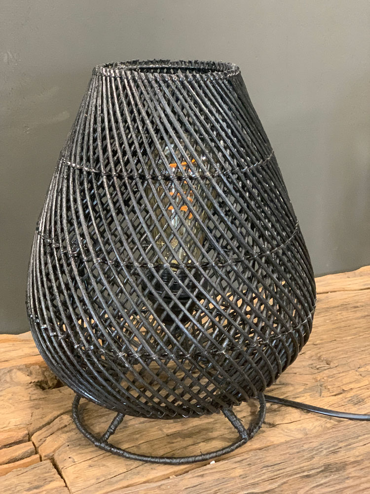 Rotan tafellamp Granna zwart