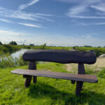 Eiken tuinset Athilla met 2 banken in bruine olie