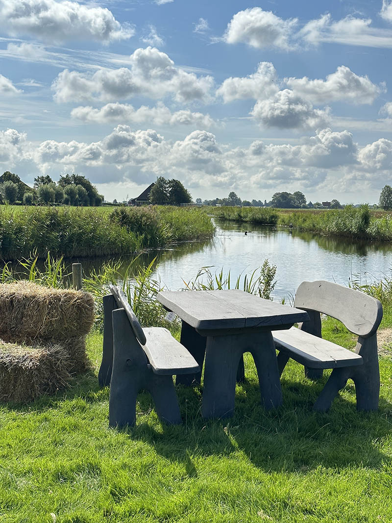 Eiken tuinset Athilla met 2 banken in grijze olie