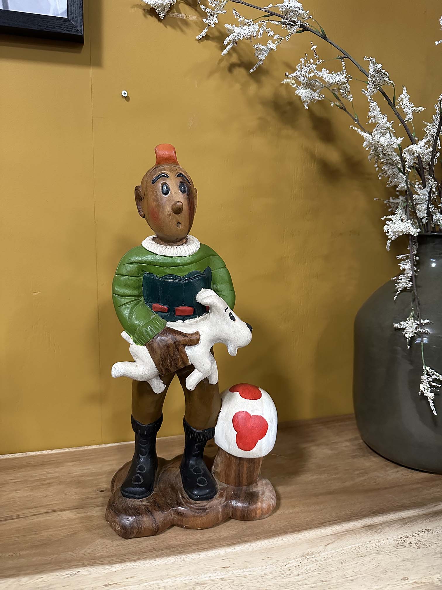 Houtsnijwerk Kuifje en Bobbie