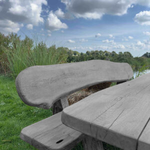 Eiken tuinset Athilla met 2 banken in grijze olie