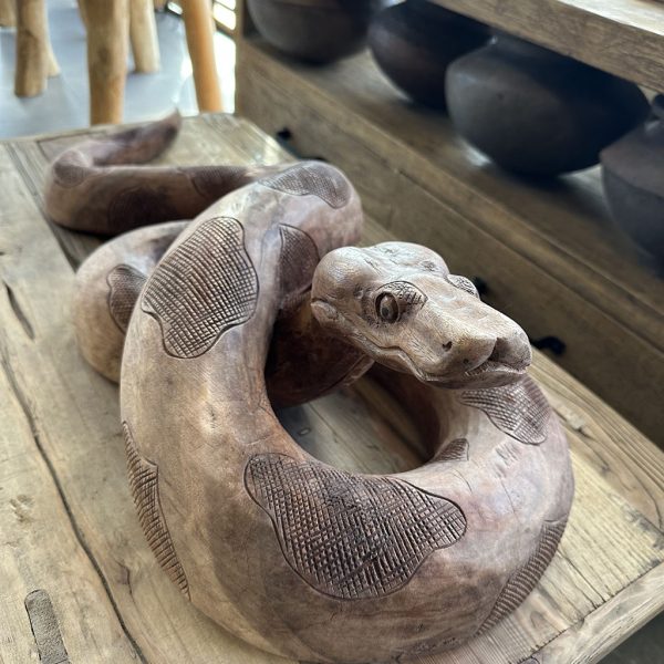 Houtsnijwerk python is met de handgesneden uit een stuk suar hout.