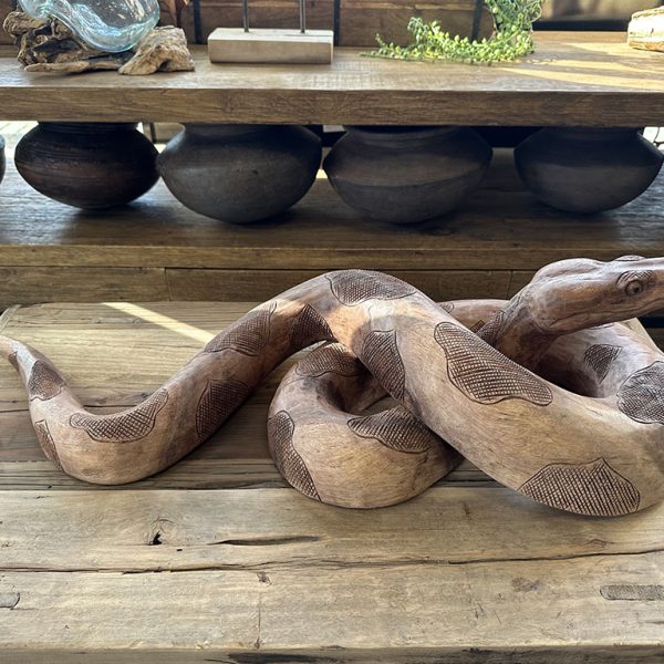 Houtsnijwerk python is met de handgesneden uit een stuk suar hout.