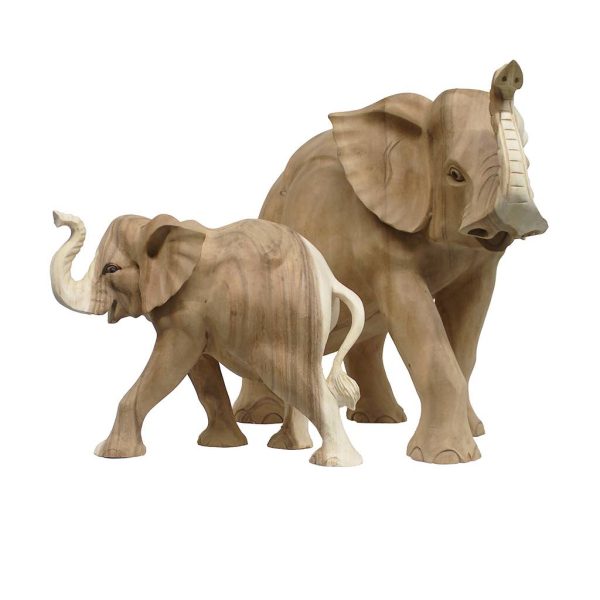 Houtsnijwerk olifant is met de handgesneden uit een stuk suarhout.