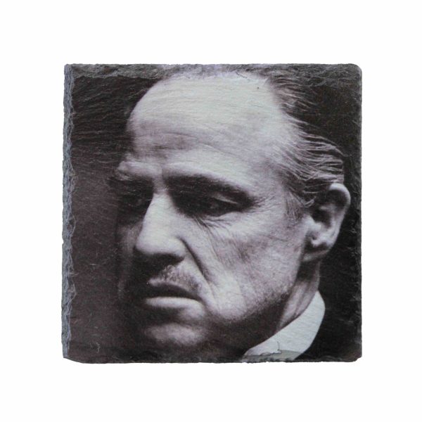 Leistenen onderzetter met Marlon Brando print