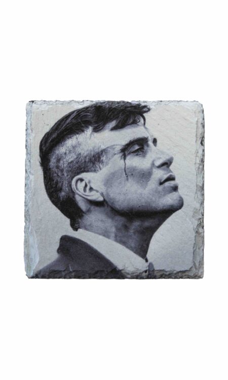 Leistenen onderzetter met Tommy Shelby print van de Peaky Blinders