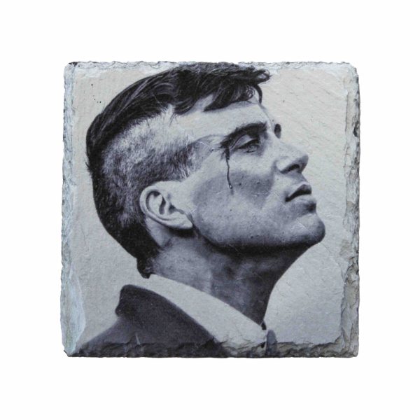 Leistenen onderzetter met Tommy Shelby print van de Peaky Blinders