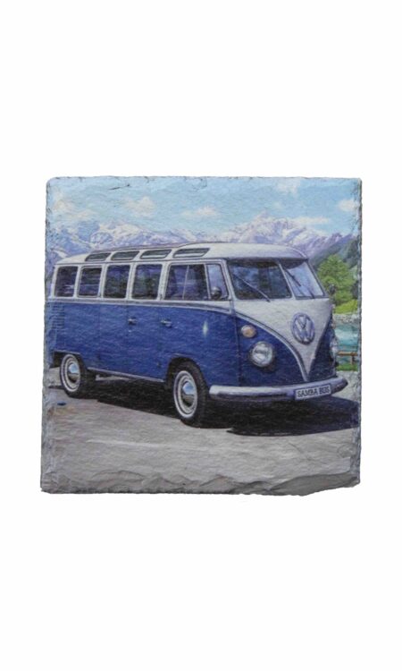 Leistenen onderzetter van Volkswagen busje donker blauw