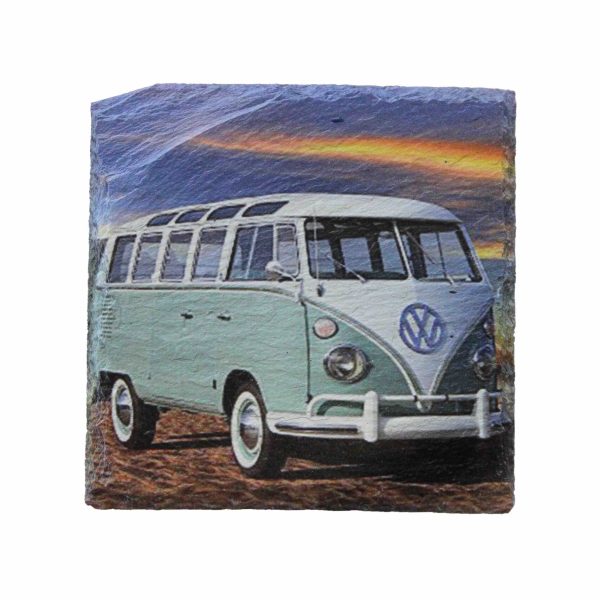 Leistenen onderzetter met Volkswagen mint groen