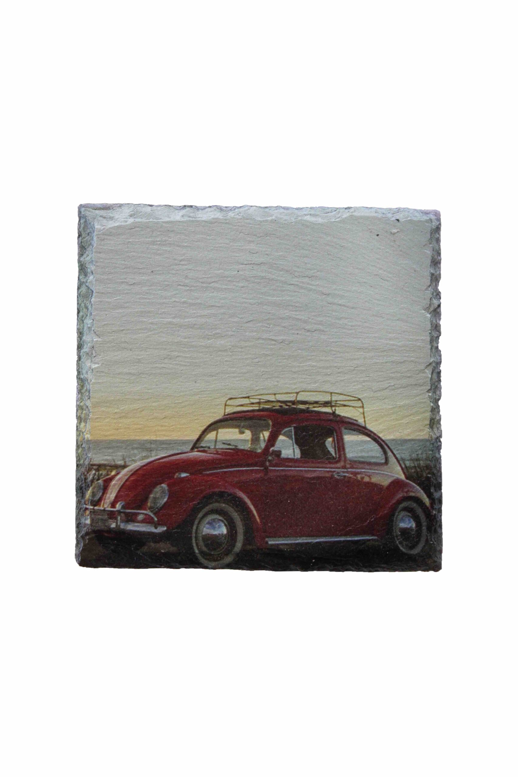 Leistenen onderzetter met Volkswagen kever rood