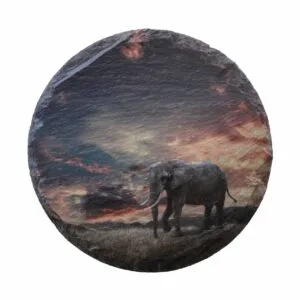 Leistenen onderzetter met olifant