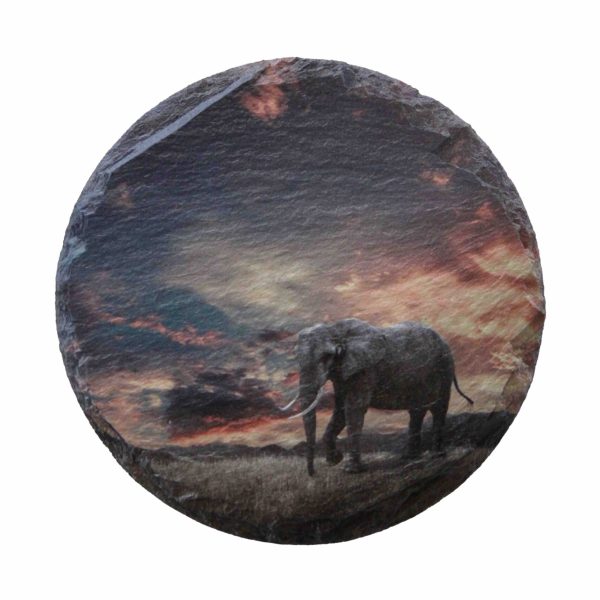 Leistenen onderzetter met olifant