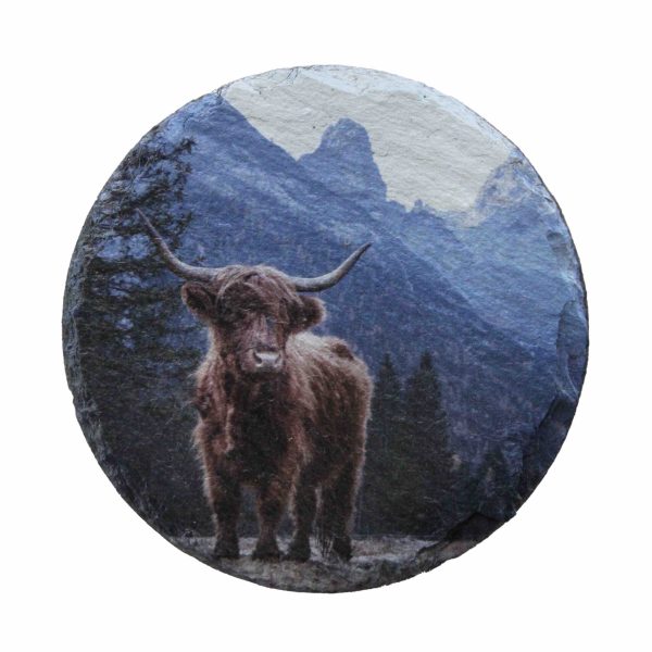 Leistenen onderzetter met schotse hooglander