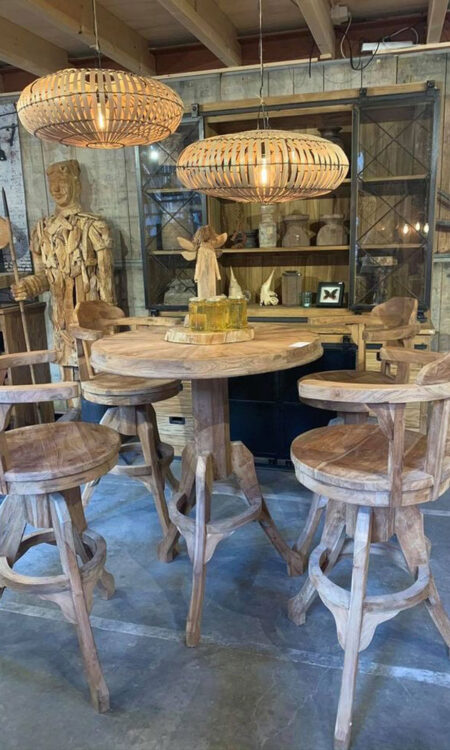 Barset teak met draaistoelen