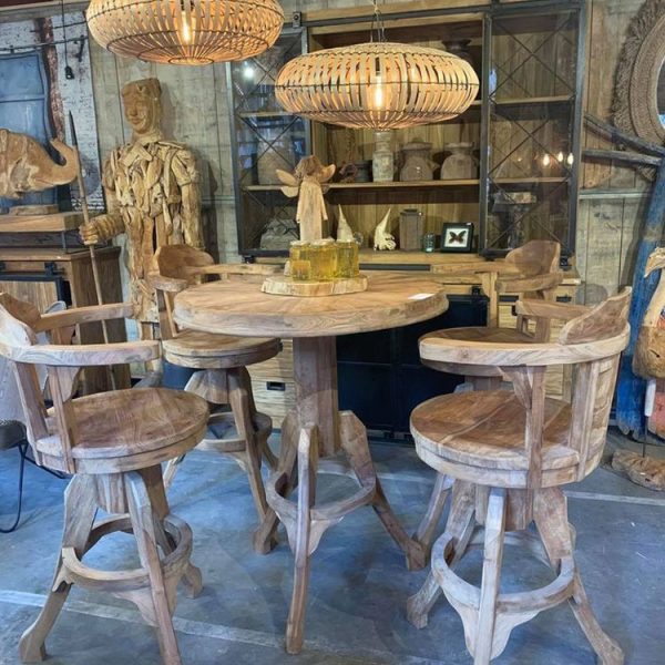 Barset teak met draaistoelen