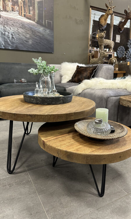 Bijzettafel balok rond