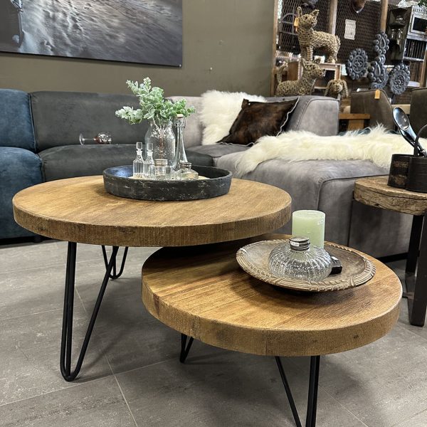 Bijzettafel balok rond