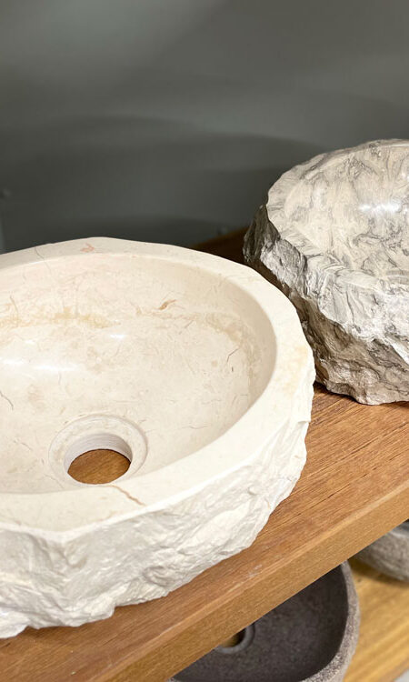 Wasbak travertin 35 gebikt