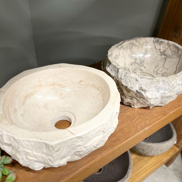 Wasbak travertin 35 gebikt