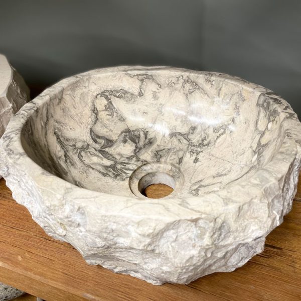 Wasbak marmer 40 gebikt