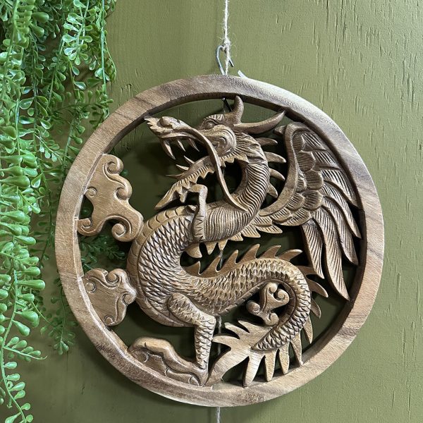Houten wanddecoratie draak
