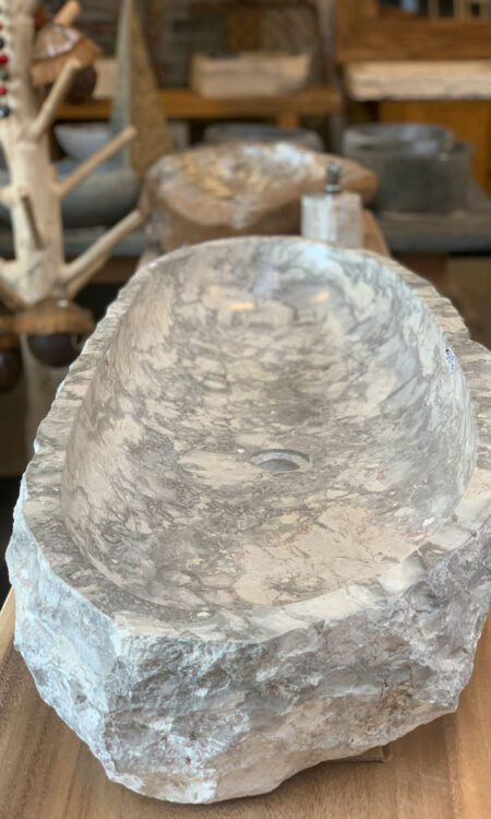 Wasbak travertin 80 gebikt