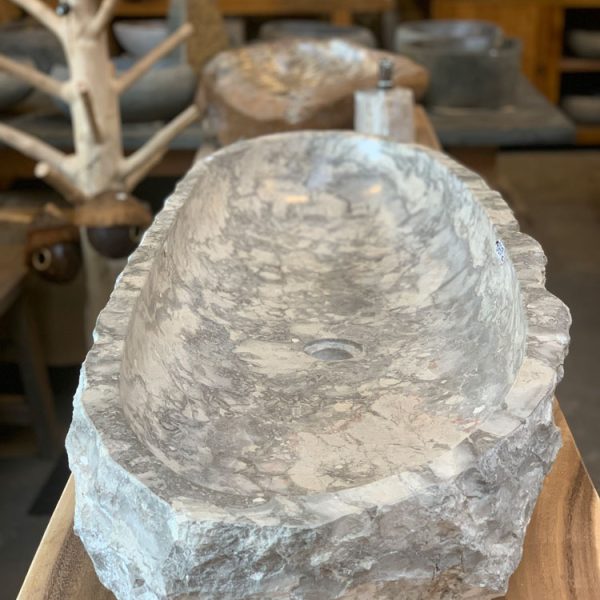 Wasbak travertin 80 gebikt