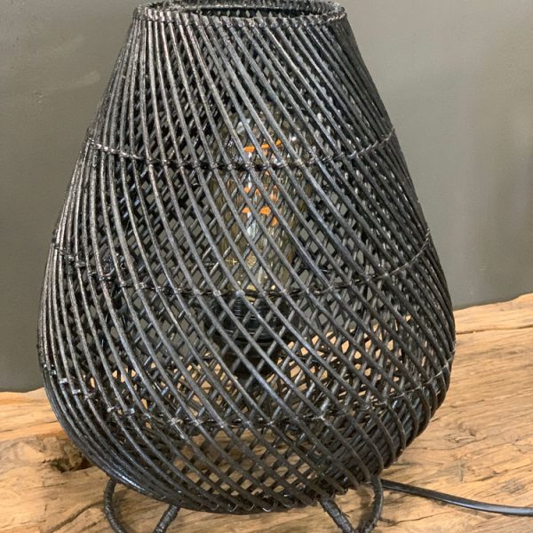 Rotan tafellamp Granna zwart