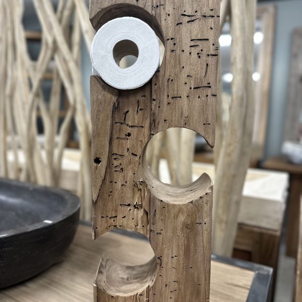 Toiletrolhouder van gerecycled teak