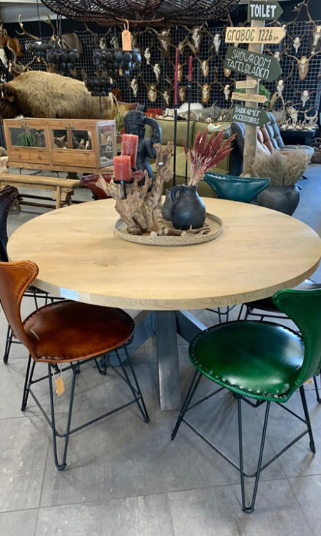 Verlijmd eiken eettafel rond