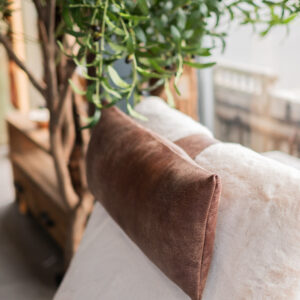 Relaxfauteuil Inaya teddy met leren hoofdsteun