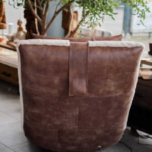 Relaxfauteuil Inaya teddy met leren achterzijde
