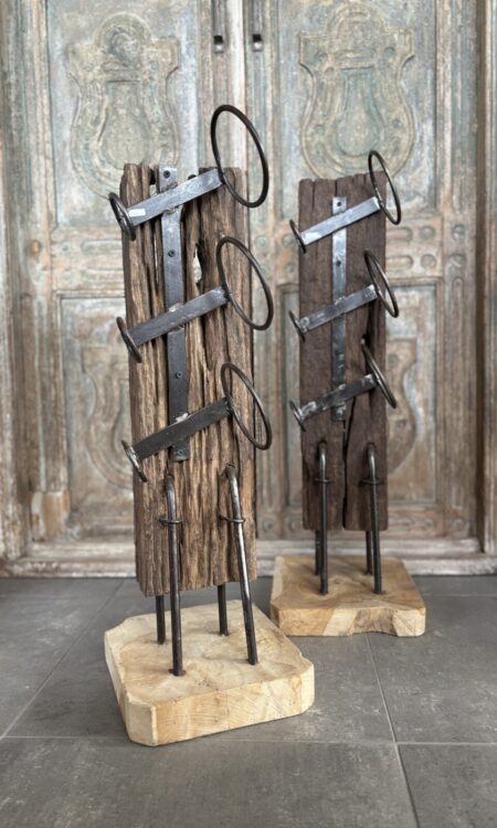 compact wijnrek railwood small met metalen ringen