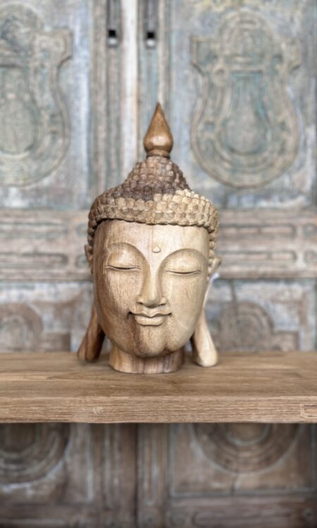 Houten Boeddha Hoofd – Houtsnijwerk Beeld