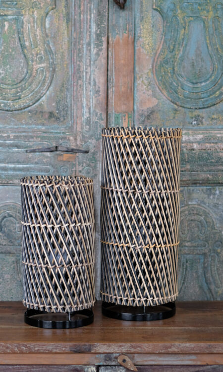 Tafellamp van Gevlochten Bamboe – Cilinder Sfeerlamp