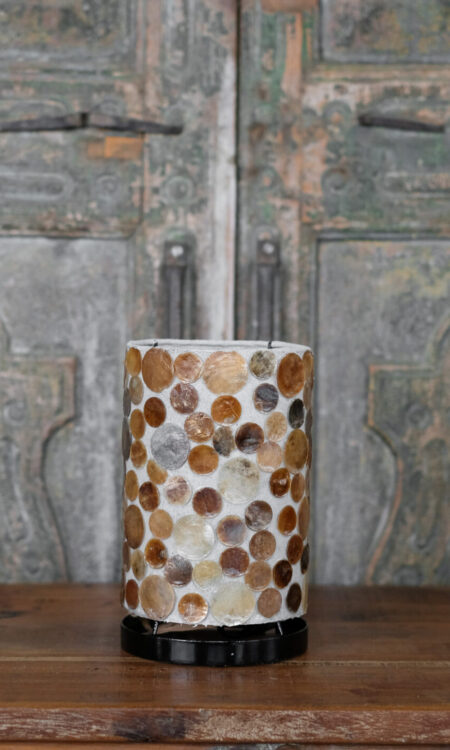 Tafellamp met Schelp Mozaïek – Cilindervormige Sfeerlamp