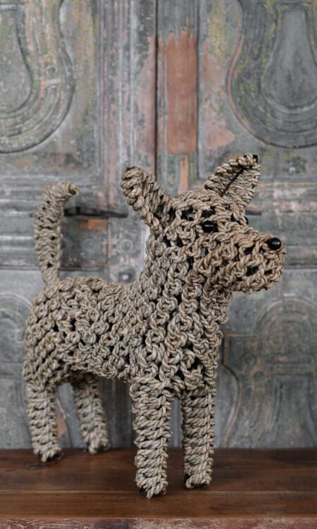 Tafellamp Hond van Gevlochten Touw – Decoratieve Sfeerlamp