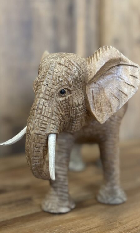 handgesneden houten olifant medium beeld decoratie