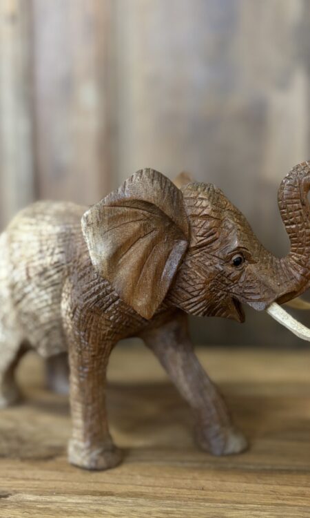 handgesneden houten olifant small beeld decoratie