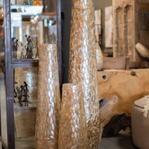 Gouden Schelp Vloerlamp – Mozaïek Bladmotief