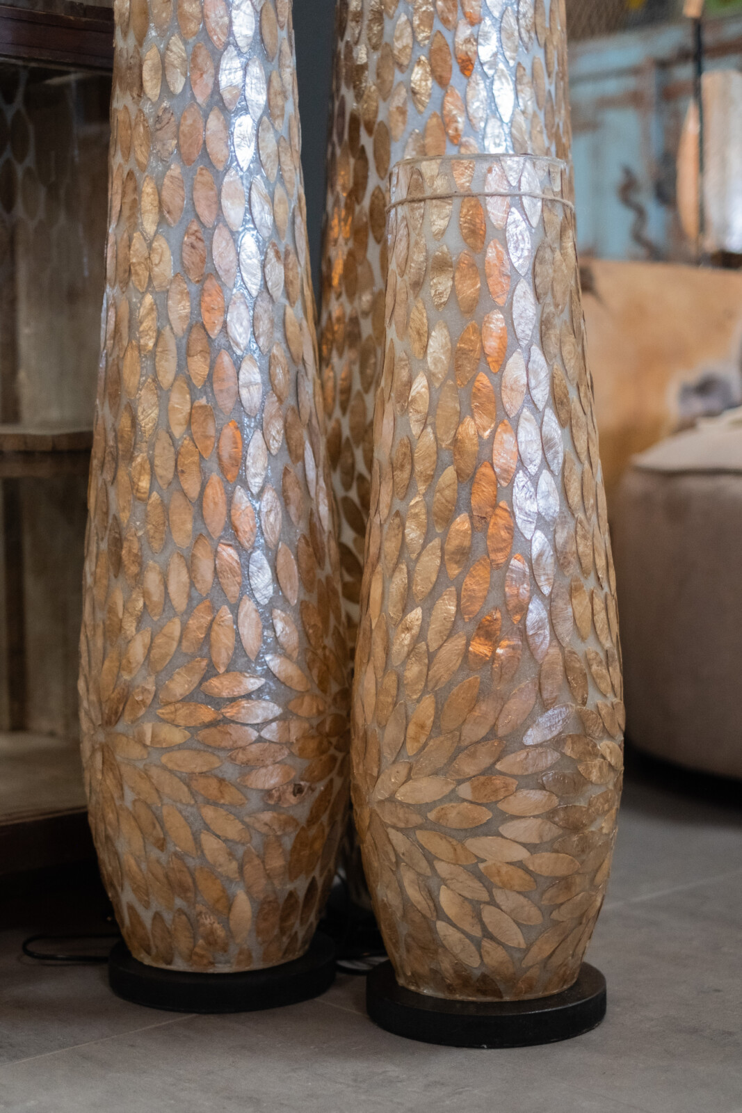 Gouden Schelp Vloerlamp – Mozaïek Bladmotief - Afbeelding 2