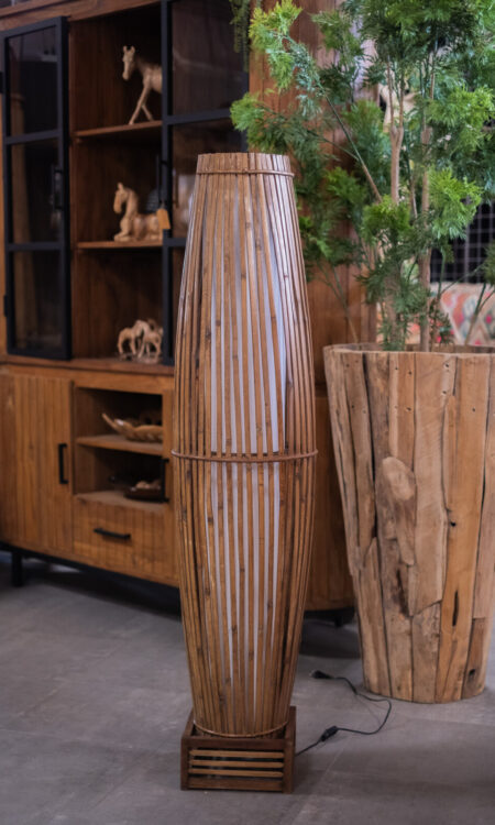 Naturel Rotan Vloerlamp – Open Latten Design