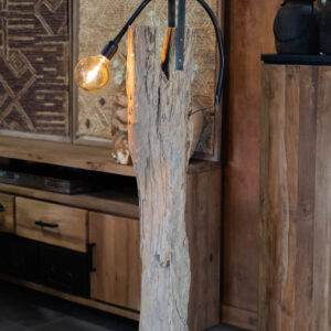 Grote Drijfhout Vloerlamp – Metalen Fitting