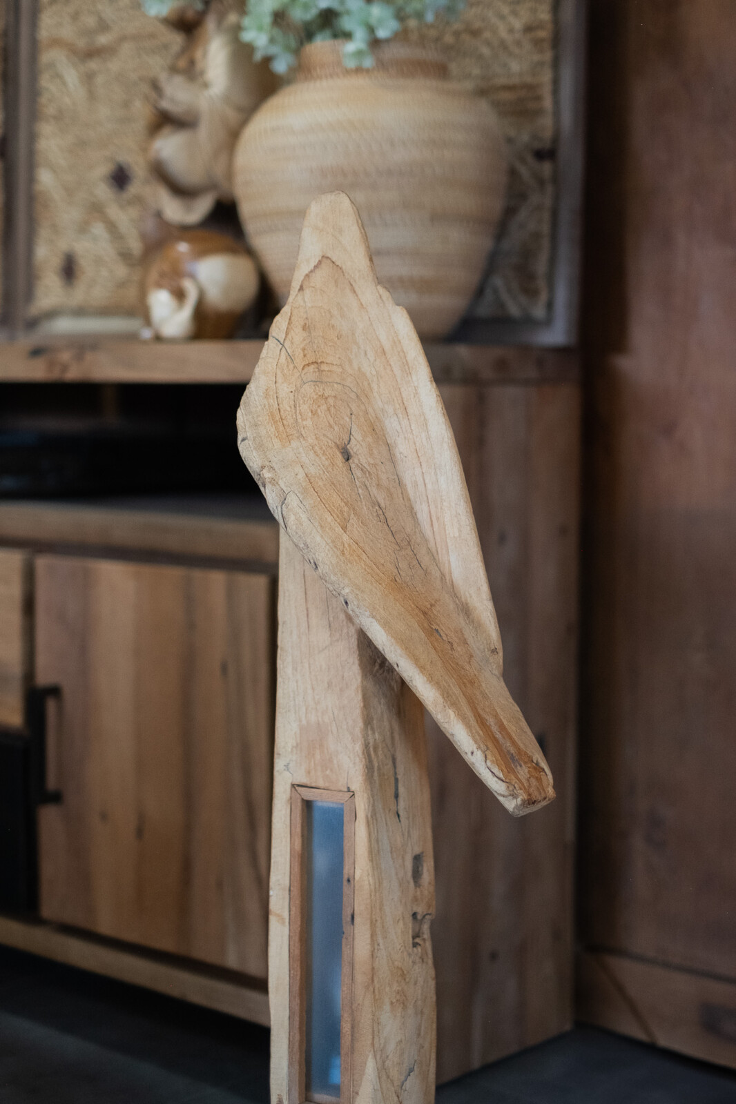 Organische Teakhouten Vloerlamp – Massief Boomstam Design - Afbeelding 2
