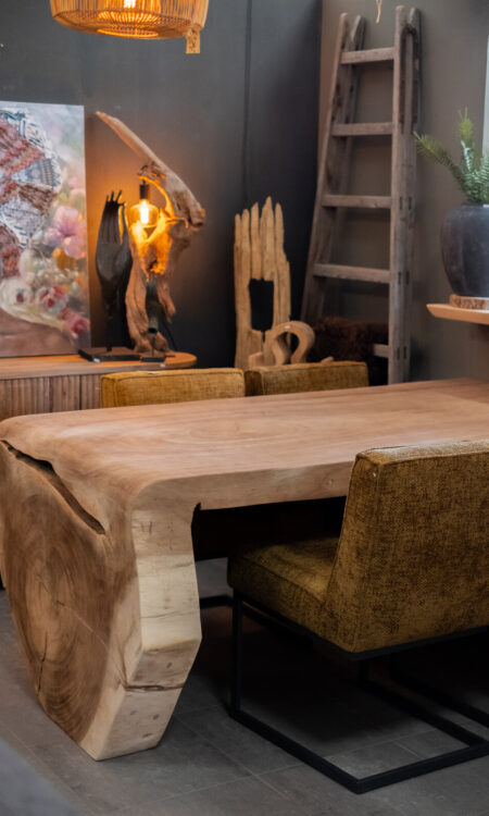 Suar Boomstam Waterval Eettafel – Unieke Eyecatcher