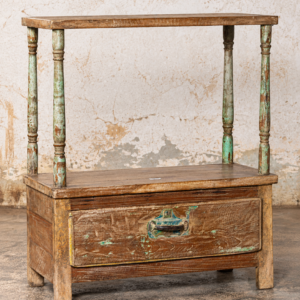 India sidetable Kavin van oud hout met lade en onderblad
